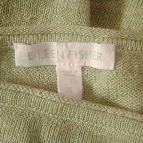 Eileen Fisher Size S Womens Sweater Knit Top Light Green Long Sleeve 100% Linen - Picture 6 of 7